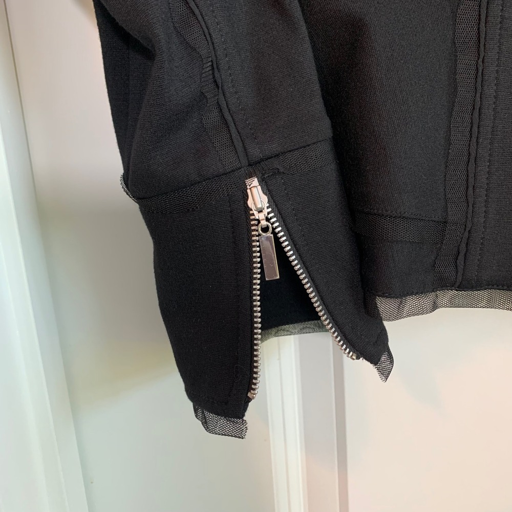 WHBM Military Peplum Jacket Mesh Trim Black Size 4 New $128 - Picture 6 of 10